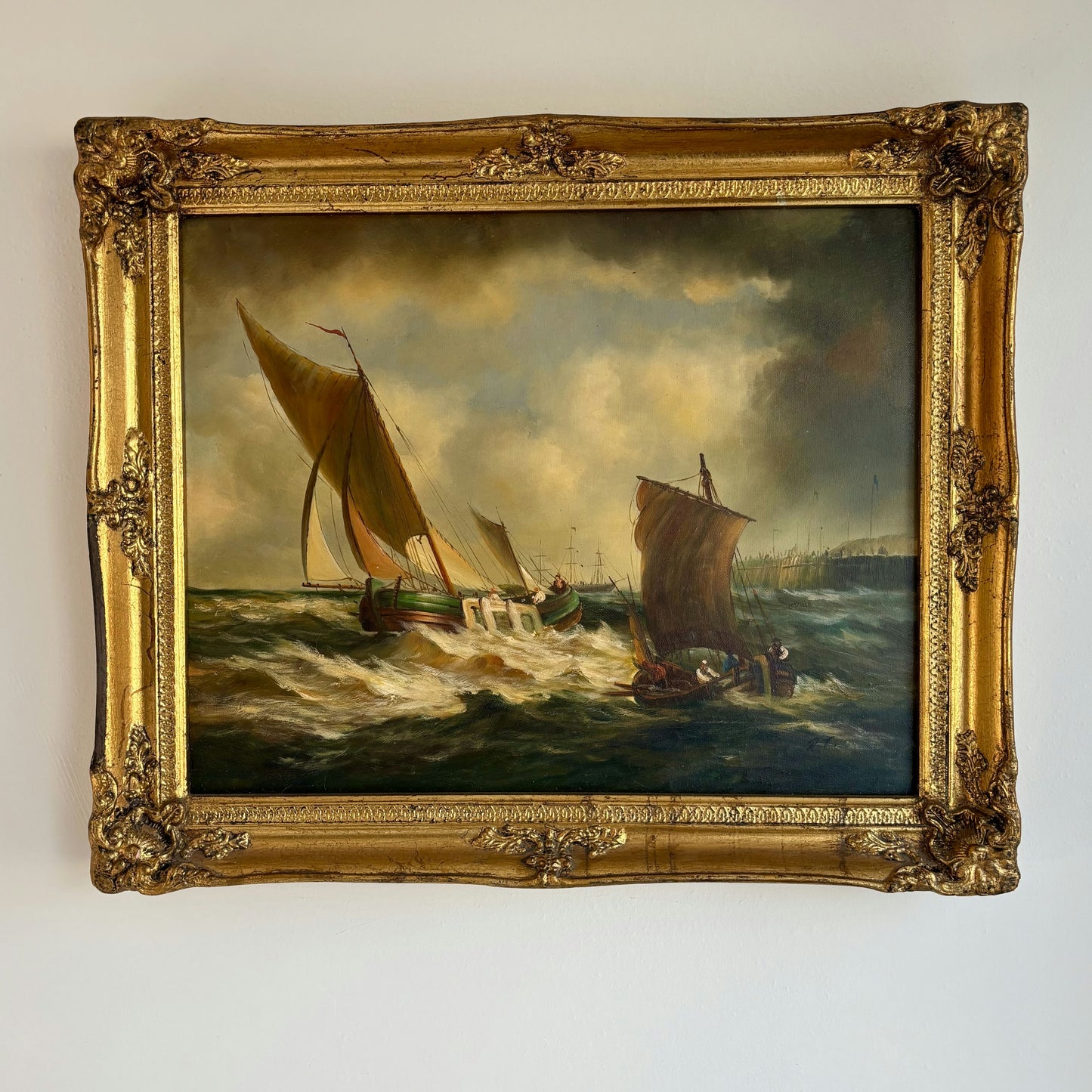 Refined Oil Painting Seascape "Sailing Vessels" Authentic Medium Artwork