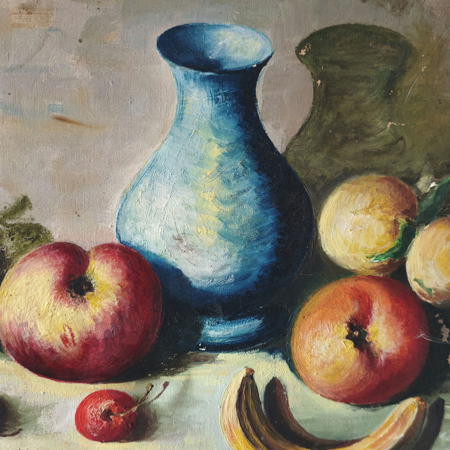 Vintage 'Fruits' Mid 20th Century Beautiful Urban Scene Oil Painting