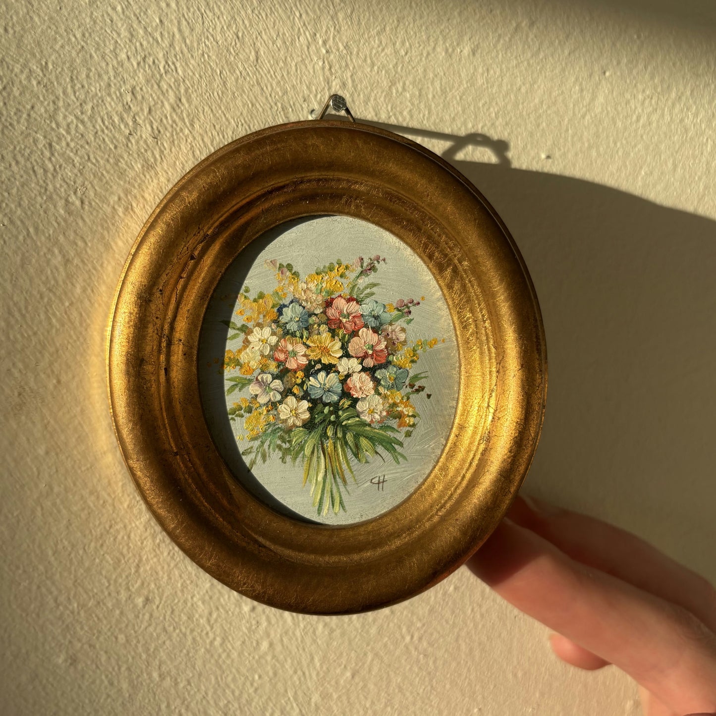 Fine Flowery Still Life Oil Painting "Flower Bouquet" Marvelous Small Artwork