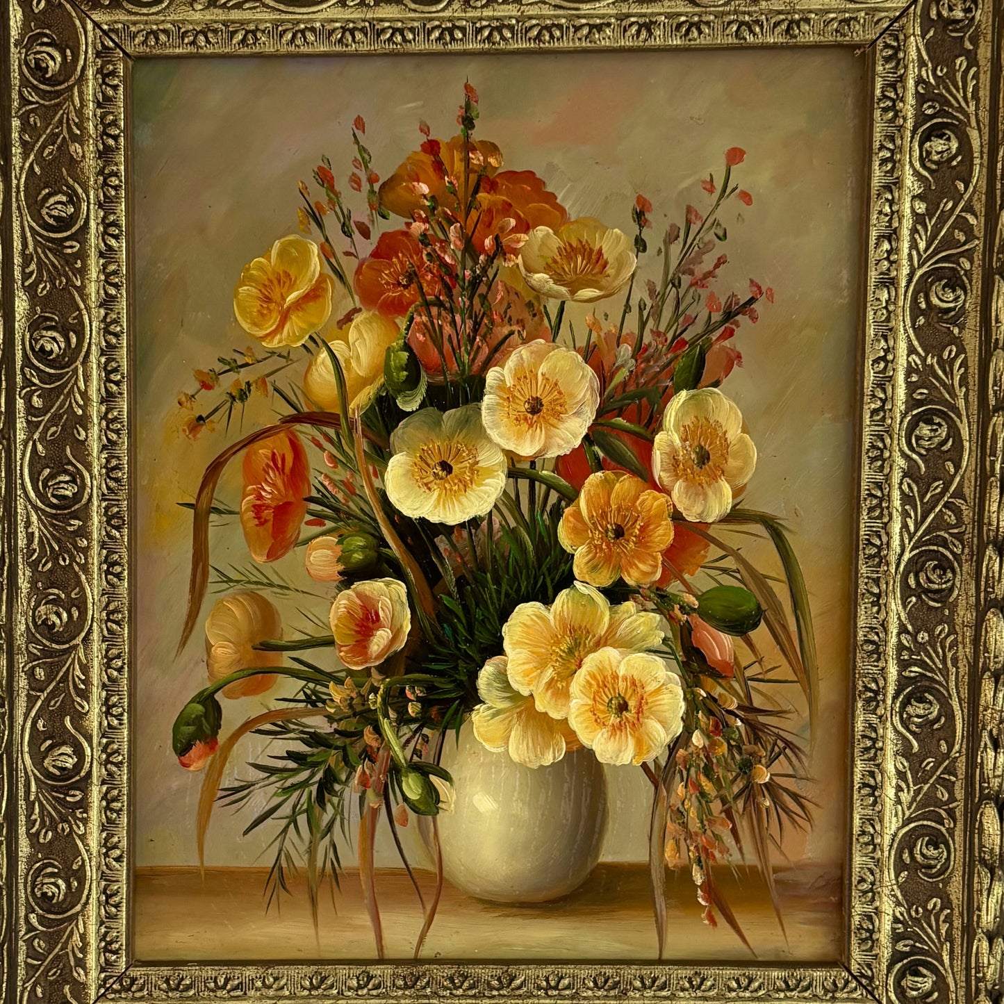 Traditional Oil Painting Flowery Still Life "Floral Arrangement" French Artwork