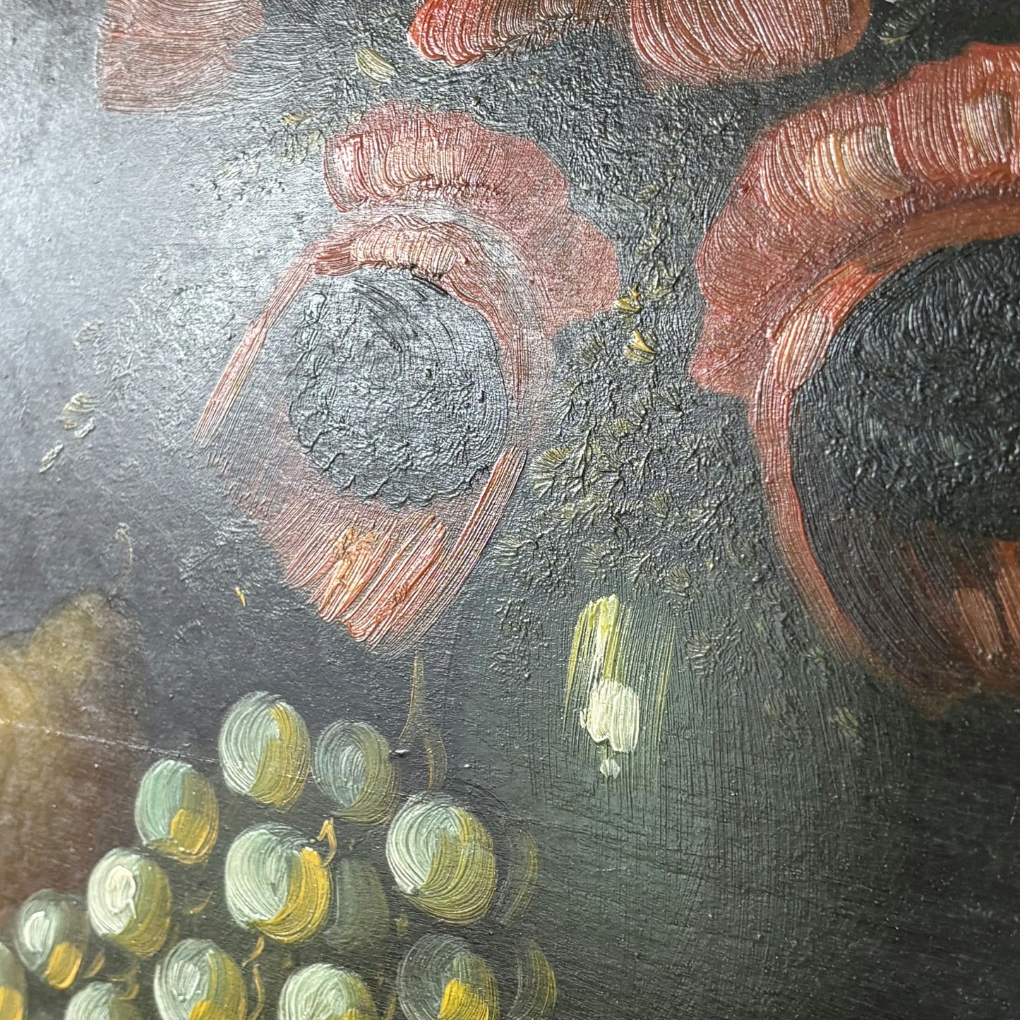 Vintage Oil Painting Still Life "Vibrant Poppies" Grapes Food Art