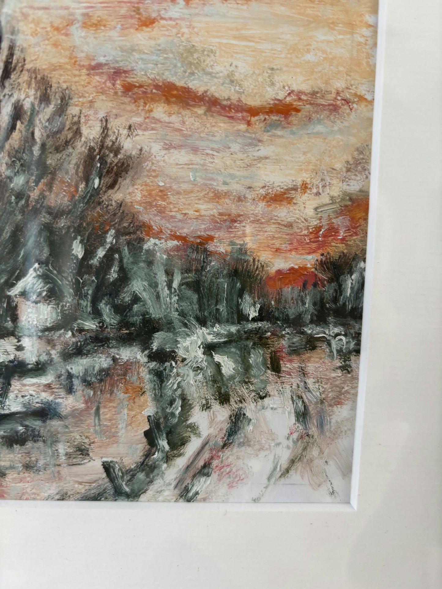 Figurative Oil Painting Landscape "Twilight Reflection" Marvelous Small Artwork