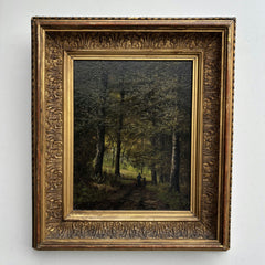 1881 Antique Landscape Oil Painting "Gilded Frame" Small Artwork Holland Art Shop