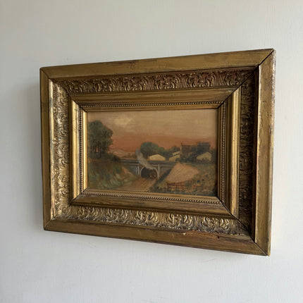 Detailed Scenery Oil Painting "Gilded Frame" Elegant Small Art Holland Art Shop
