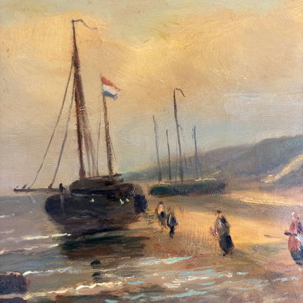 19th Century Antique Seascape Oil Painting "Ornate Frame" Dutch Art Holland Art Shop