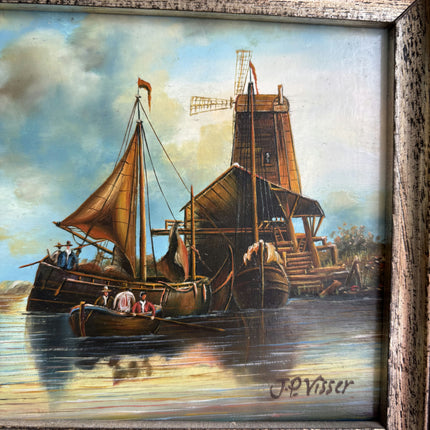 Authentic Harbor Scene Oil Painting "Sailing Boat" Timeless Small Art Holland Art Shop