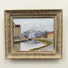 Handcrafted Cityscape Oil Painting "Curving Canal" Elegant Small Artwork Holland Art Shop