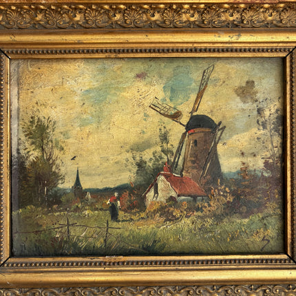 Refined Landscape Oil Painting "Gilded Frame" Vintage Small Art Holland Art Shop