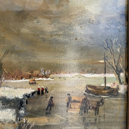 Handcrafted Winter Landscape Oil Painting "Snowy Village" Refined Art Holland Art Shop