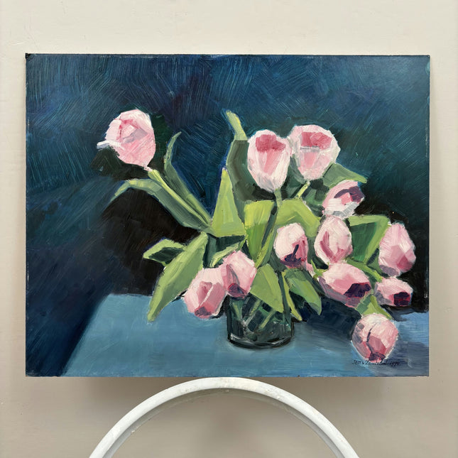 Classic Floral Still Life Oil Painting "Pink Tulips" Handcrafted Art Holland Art Shop
