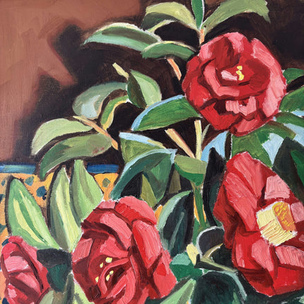 Classic Floral Still Life Oil Painting "Green Vase" Rustic Art Holland Art Shop