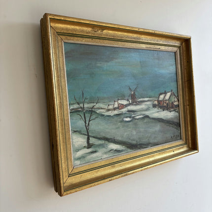Timeless Winter Landscape Oil Painting "Snowy Village" Handcrafted Artwork Holland Art Shop
