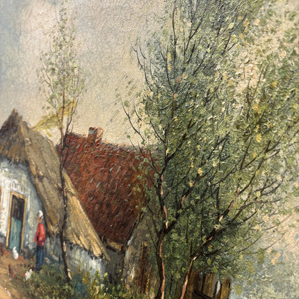 Vintage Landscape Oil Painting "Thatched Cottage" Traditional Art Holland Art Shop