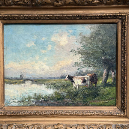 Haagse school 19th Century Antique Landscape Oil Painting "Gilded Frame" Art Holland Art Shop