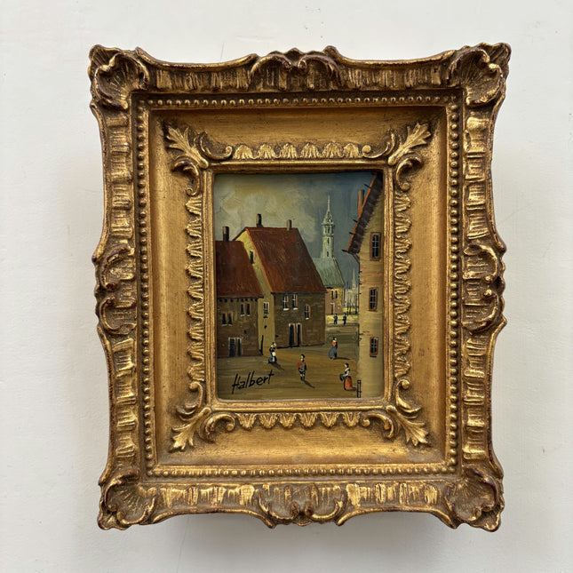 Classic Cityscape Oil Painting "Gilded Frame" Expressive Small Artwork Holland Art Shop