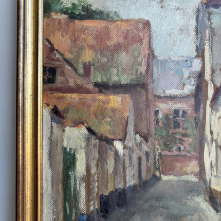 Traditional Cityscape Oil Painting "Narrow Street" Detailed Small Artwork Holland Art Shop