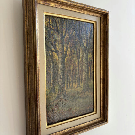 Antique Landscape Oil Painting "Birch Trees" Detailed Small Art Holland Art Shop