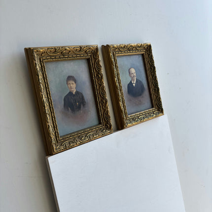 19th Century Antique Portrait Oil Painting "Framed Portraits" Small Artwork Holland Art Shop
