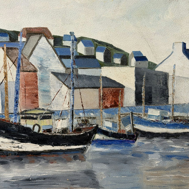 Rustic Harbor Scene Oil Painting "Mooring Boats" Refined Art Holland Art Shop