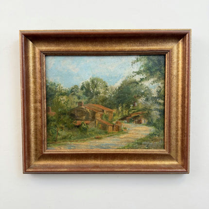 1921 Antique Landscape Oil Painting "Framed Backboard" Artwork Holland Art Shop