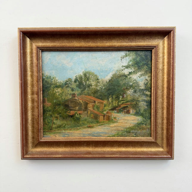 1921 Antique Landscape Oil Painting "Framed Backboard" Artwork Holland Art Shop