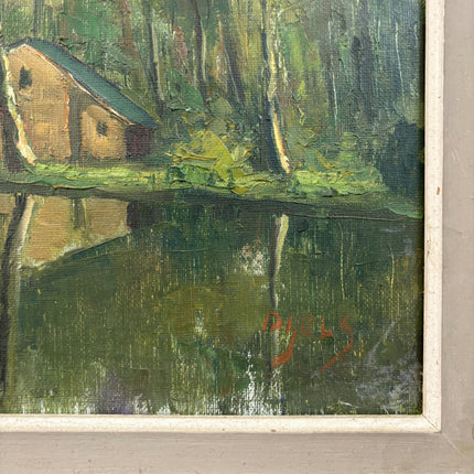 Refined Landscape Oil Painting "Wooden Cabin" Original Art Holland Art Shop