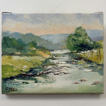 Vintage Landscape Oil Painting "River Stream" Authentic Small Art Holland Art Shop