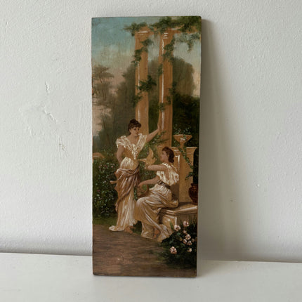 Vintage Figurative Oil Painting "Two Women" Elegant Small Art Holland Art Shop
