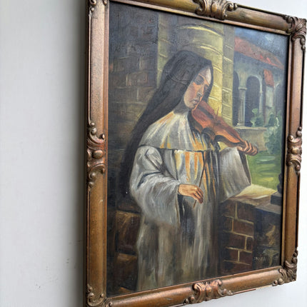 Expressive Portrait Oil Painting "Violinist Woman" Elegant Art Holland Art Shop
