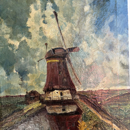 Rustic Landscape Oil Painting "Windmill Tower" Traditional Artwork Holland Art Shop