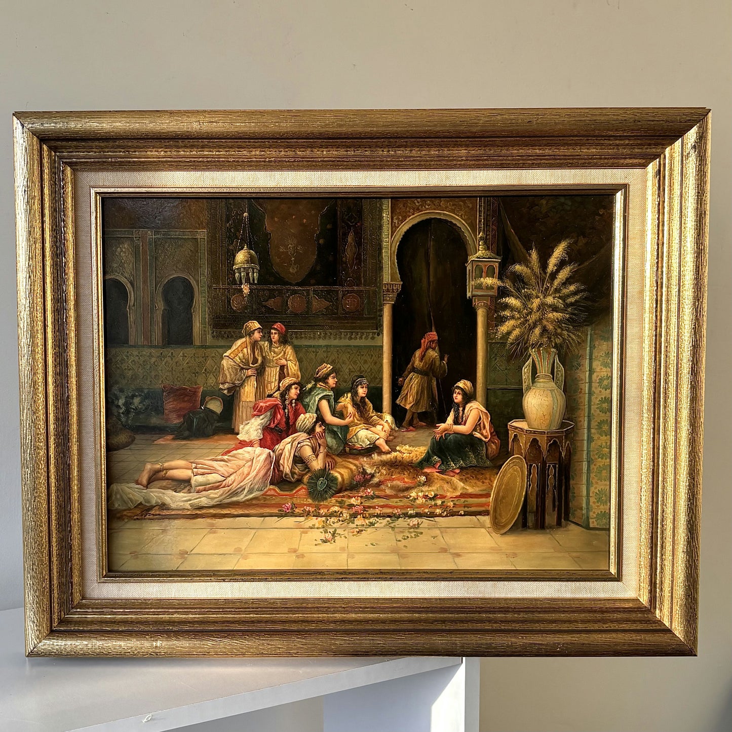 Refined Oil Painting Figurative "Gathering Women" Remarkable French Artwork