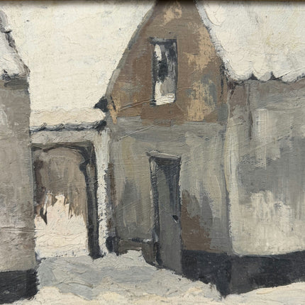 Original Winter Landscape Oil Painting "Snowy Village" Rustic Art Holland Art Shop