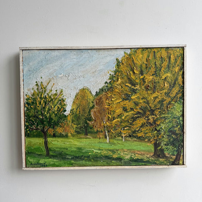 Vintage Landscape Oil Painting "Golden Tree" Handcrafted Artwork Holland Art Shop