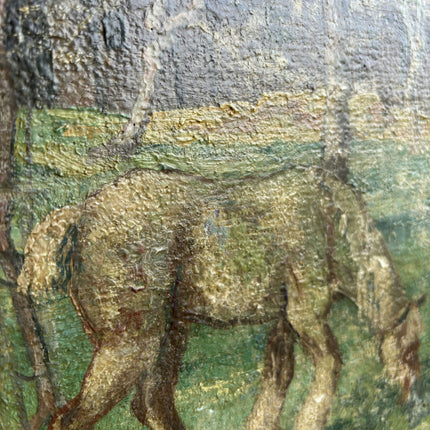 Elegant Farm Oil Painting "Grazing Horse" Handcrafted Large Art Holland Art Shop