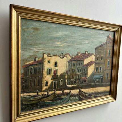 Rustic Harbor Scene Oil Painting "Docked Boats" Timeless Art Holland Art Shop