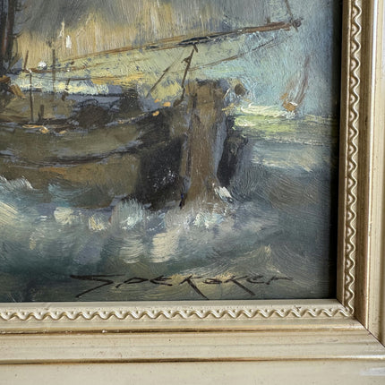 Expressive Seascape Oil Painting "Sailing Boat" Timeless Small Art Holland Art Shop