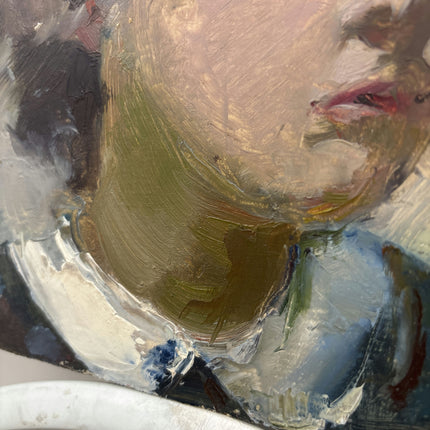 Authentic Portrait Oil Painting "Young Woman" Elegant Small Art Holland Art Shop