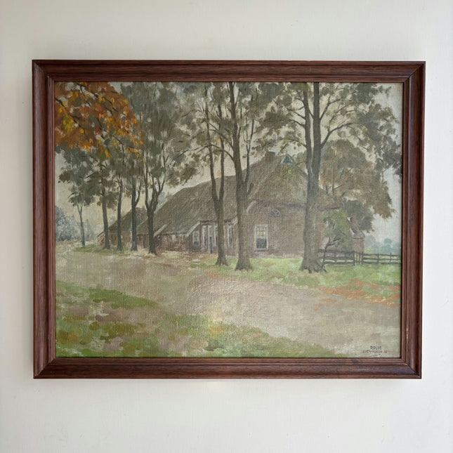 Classic Farm Oil Painting "Thatched Cottage" Refined Artwork Holland Art Shop