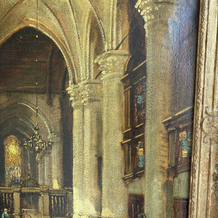 Handcrafted Church Interior Oil Painting "Ornate Frame" Elegant Art Holland Art Shop