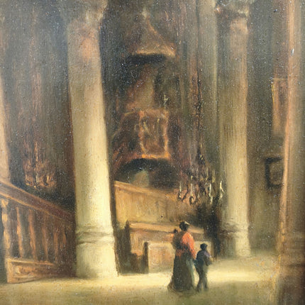 Authentic Church Interior Oil Painting "Two Figures" Detailed Art Holland Art Shop
