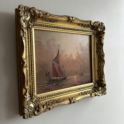 Expressive Seascape Oil Painting "Gilded Frame" Classic Small Artwork Holland Art Shop
