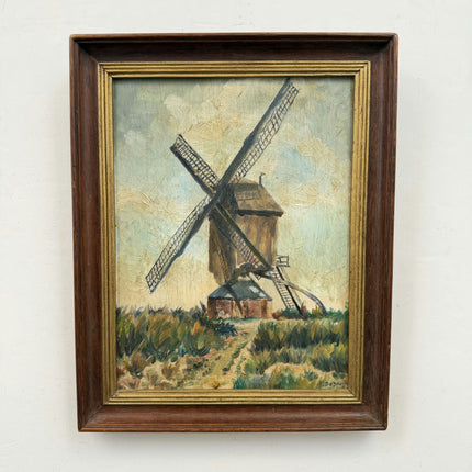 Traditional Landscape Oil Painting "Old Windmill" Original Small Art Holland Art Shop
