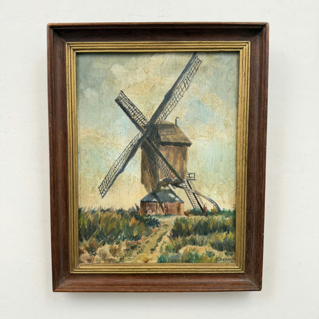 Traditional Landscape Oil Painting "Old Windmill" Original Small Art Holland Art Shop