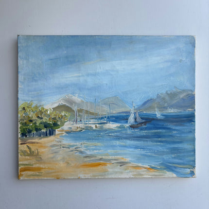 Rustic Seascape Oil Painting "Sailboat Canvas" Expressive Art Holland Art Shop