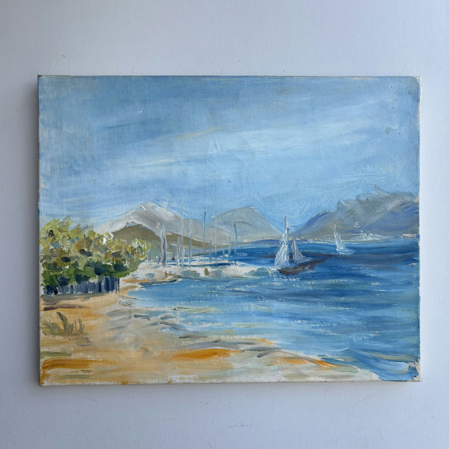 Rustic Seascape Oil Painting "Sailboat Canvas" Expressive Art Holland Art Shop