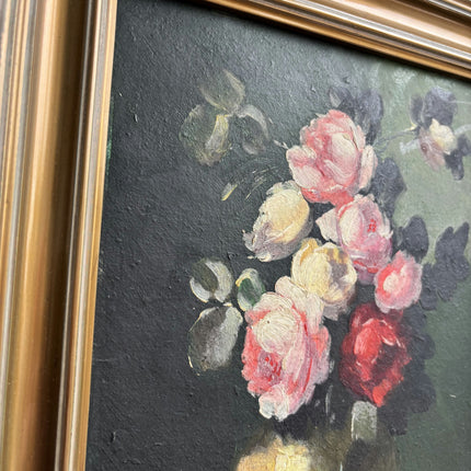Expressive Floral Still Life Oil Painting "Rose Bouquet" Refined Small Artwork Holland Art Shop