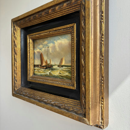 Antique Seascape Oil Painting "Framed Painting" Classic Small Artwork Holland Art Shop