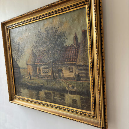 Authentic Landscape Oil Painting "Thatched Cottage" Expressive Art Holland Art Shop