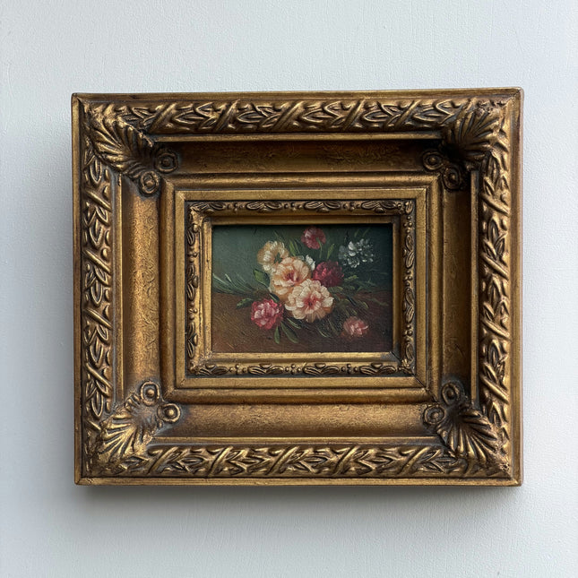 Original Flowery Still Life Oil Painting "Gilded Frame" Timeless Small Art Holland Art Shop