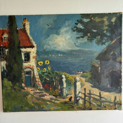 Handcrafted Seascape Oil Painting "Seaside Cottage" Traditional Artwork Holland Art Shop